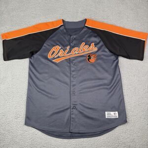 VTG Baltimore Orioles Jersey Men XL Gray Orange Button MLB Baseball Dynasty Sewn
